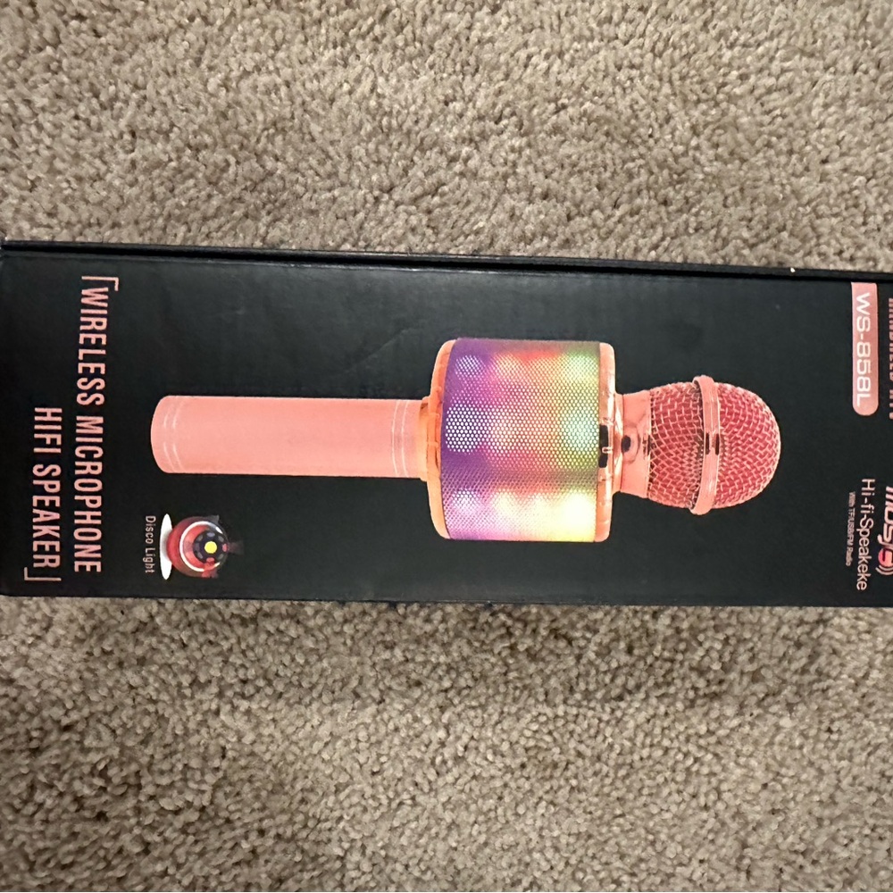 WS-858L Wireless Microphone with Speaker - Pink and Multicolor